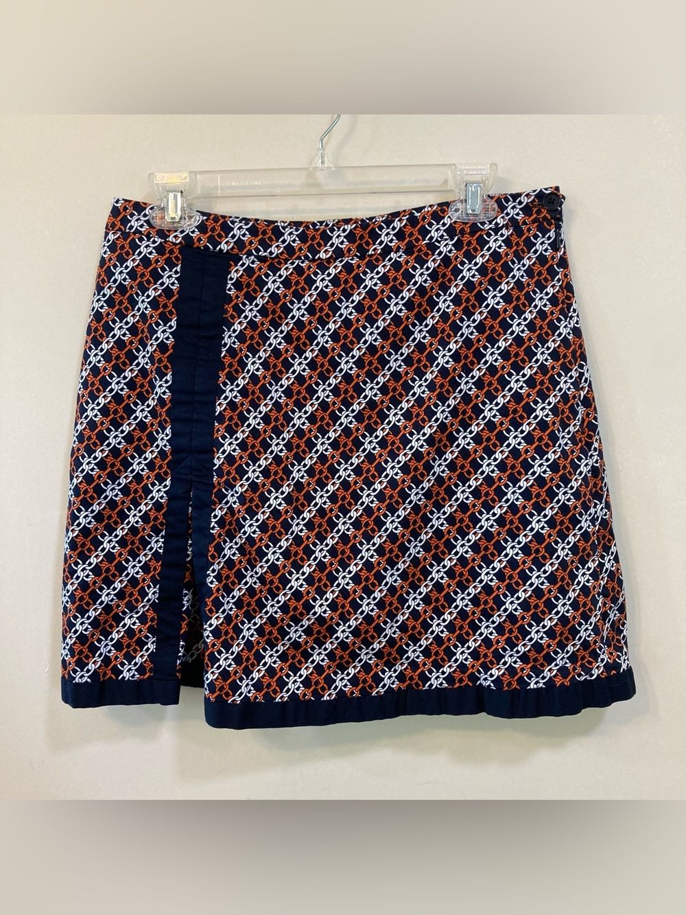 Harold's Chain Link Skort Sz 12 Womens Navy Rust Cotton Stretch Built In Shorts